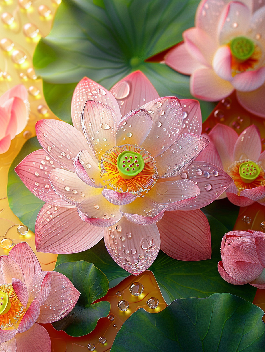 漂亮立体荷花背景素材