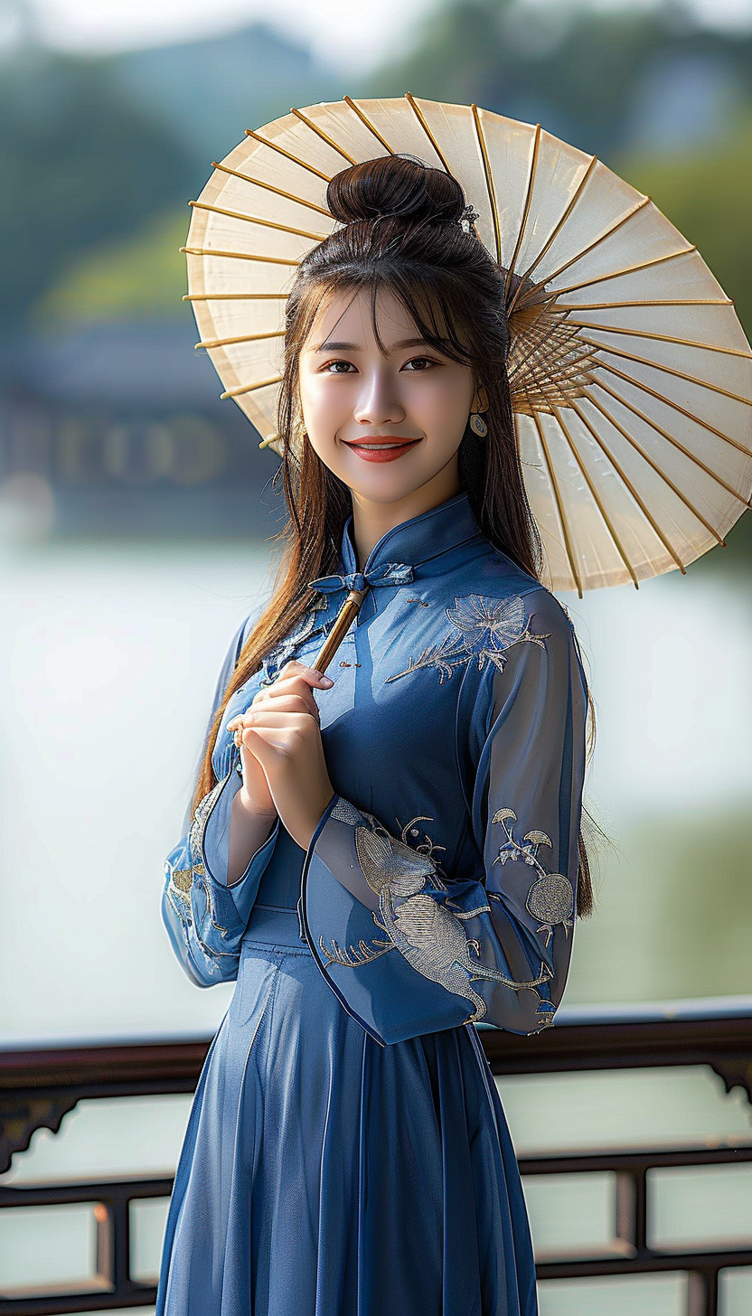 打着雨伞的古装美女素材