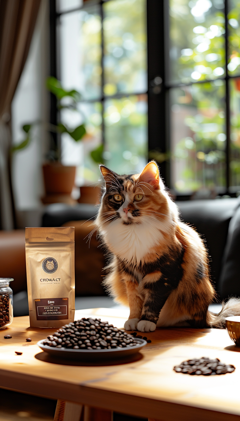 小猫面前放着一盆猫粮素材