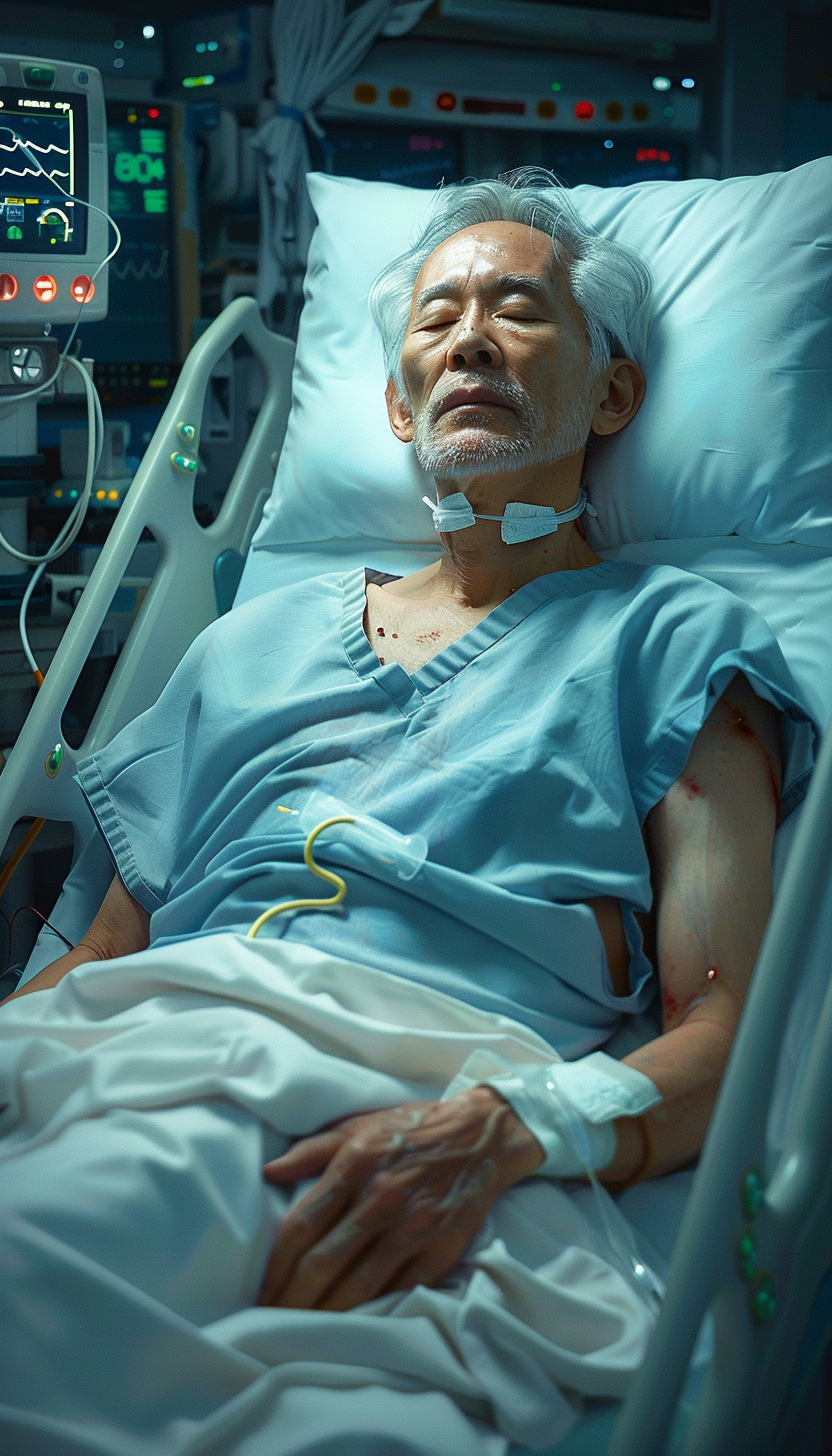 病床上睡觉的老人素材