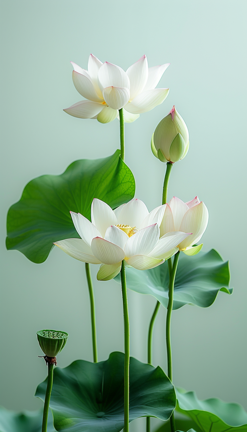 唯美漂亮的白色莲花素材