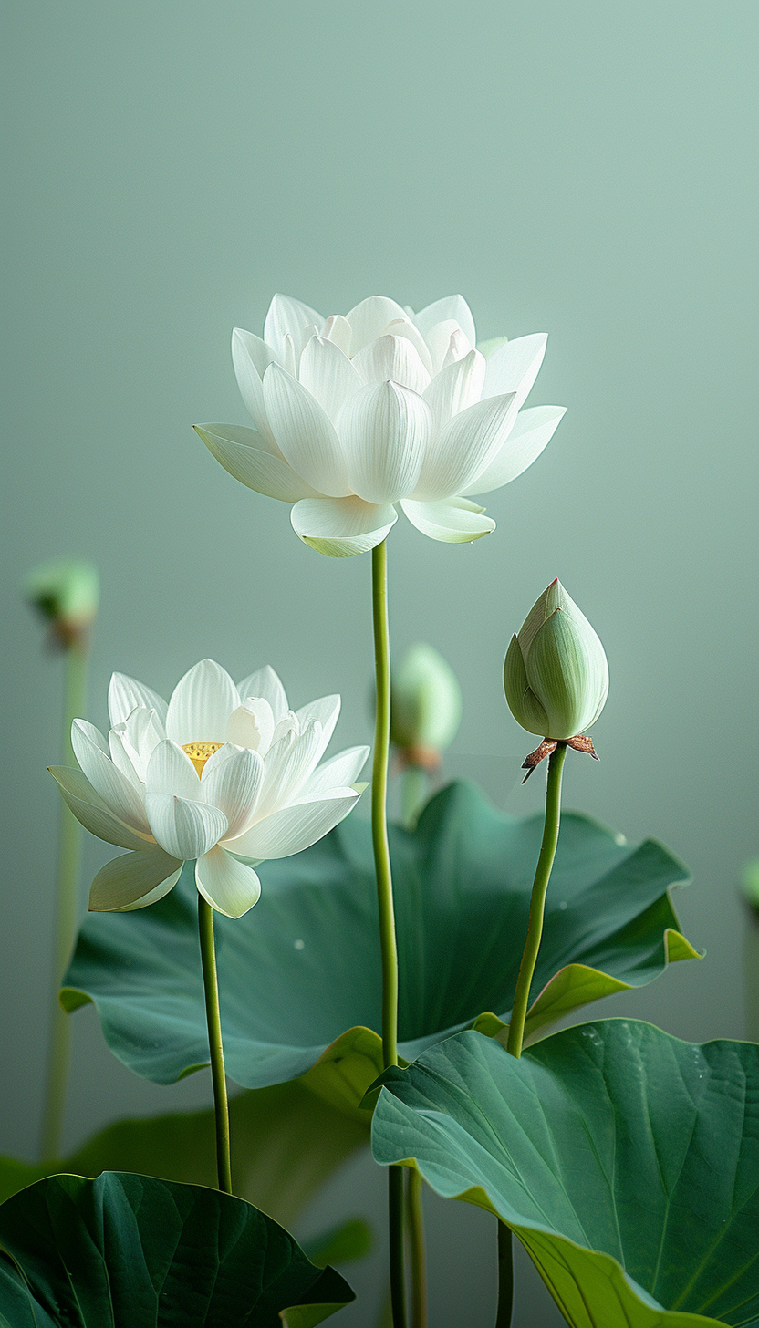 唯美漂亮的白色莲花素材