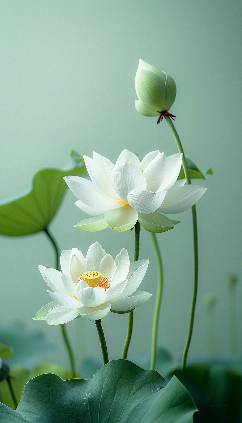 唯美漂亮的白色莲花素材