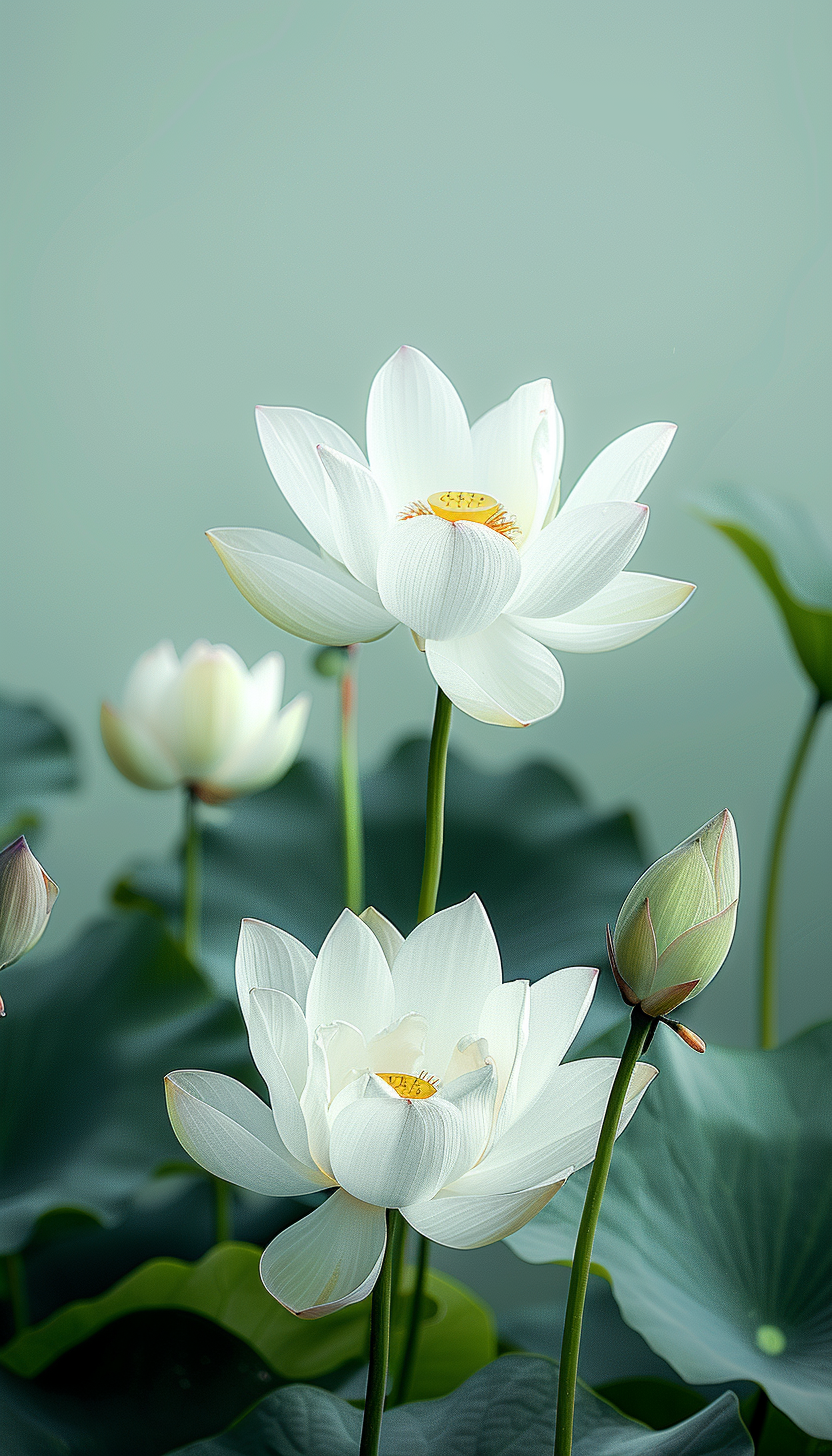 唯美漂亮的白色莲花素材