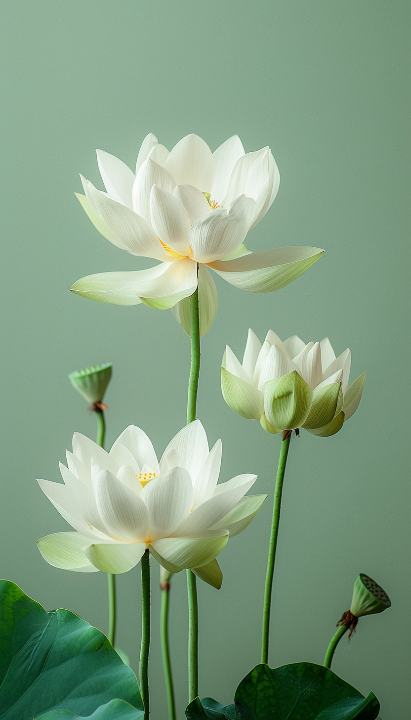 唯美漂亮的白色莲花素材