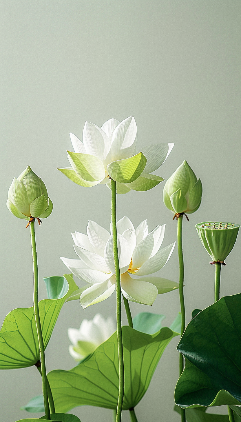 唯美漂亮的白色莲花素材
