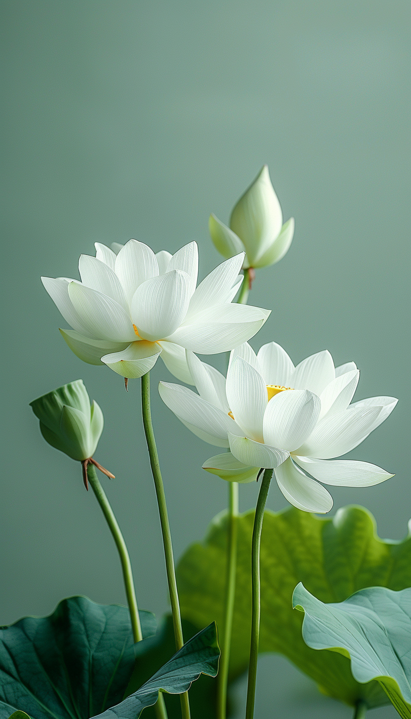 唯美漂亮的白色莲花素材