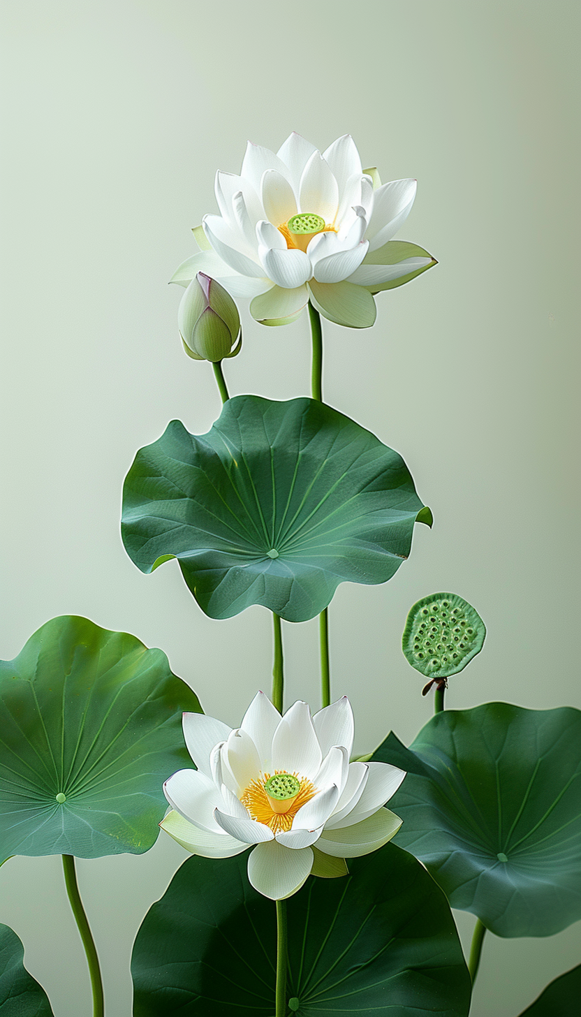 唯美漂亮的白色莲花素材