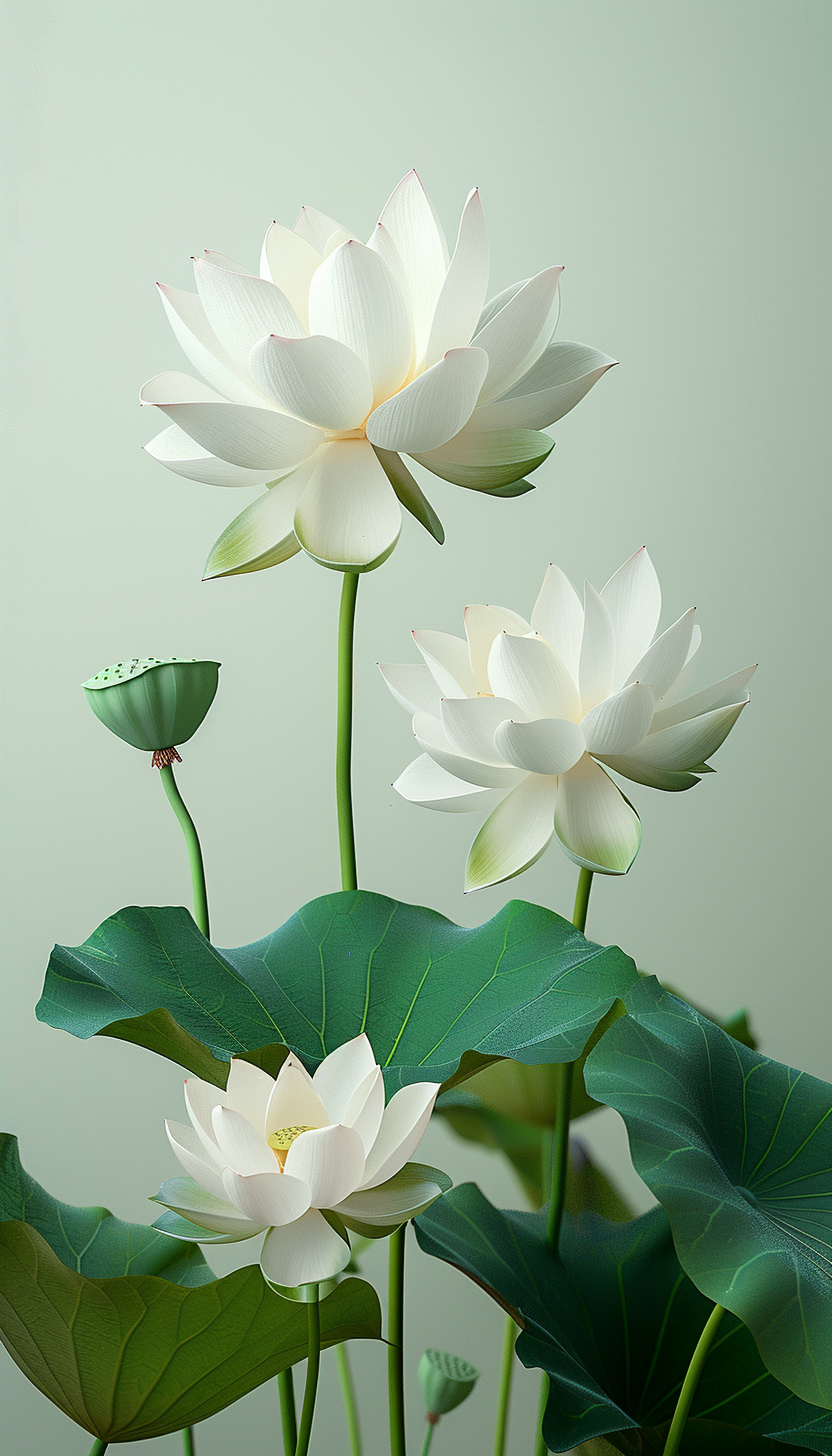 唯美漂亮的白色莲花素材