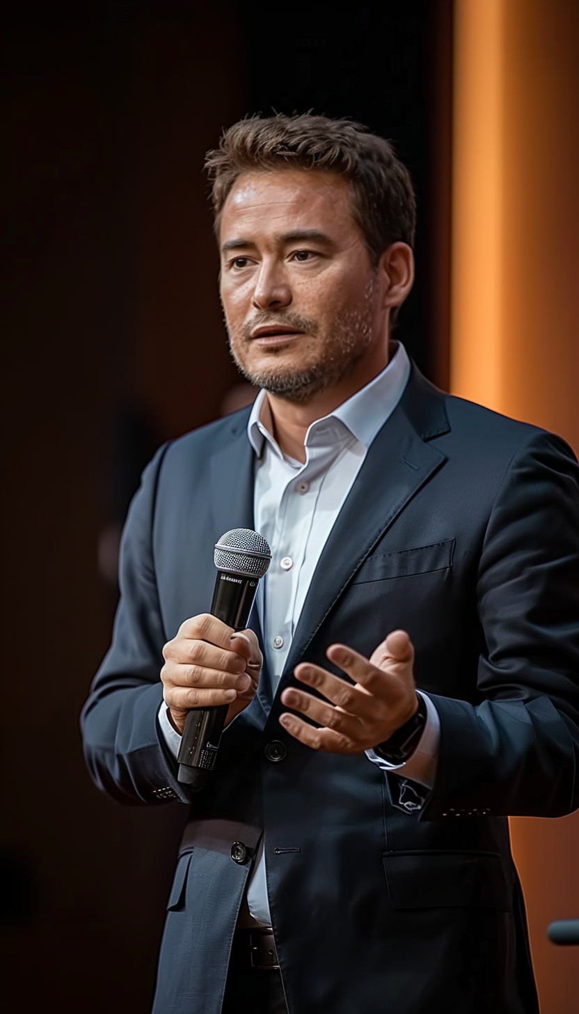 讲台上正在演讲的成功人士素材