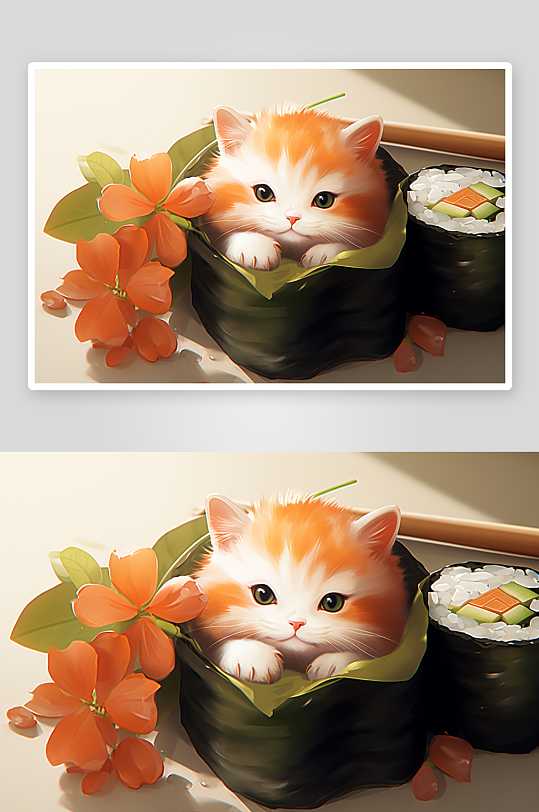 卡通漂亮寿司美食