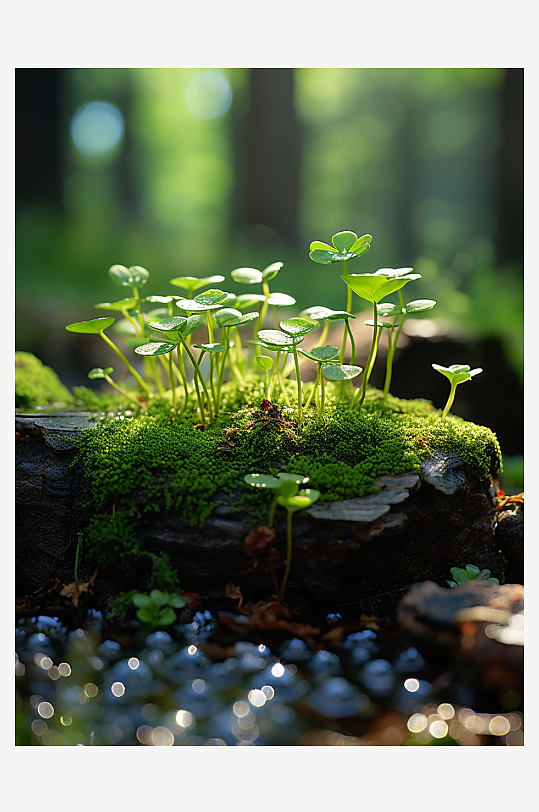 唯美绿植小清新背景