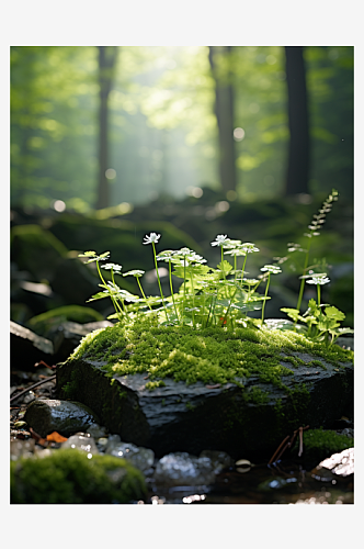 唯美绿植小清新背景