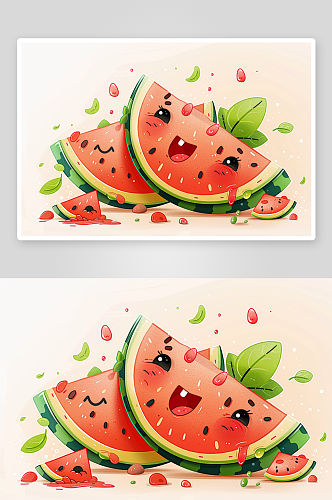 卡通西瓜水果背景