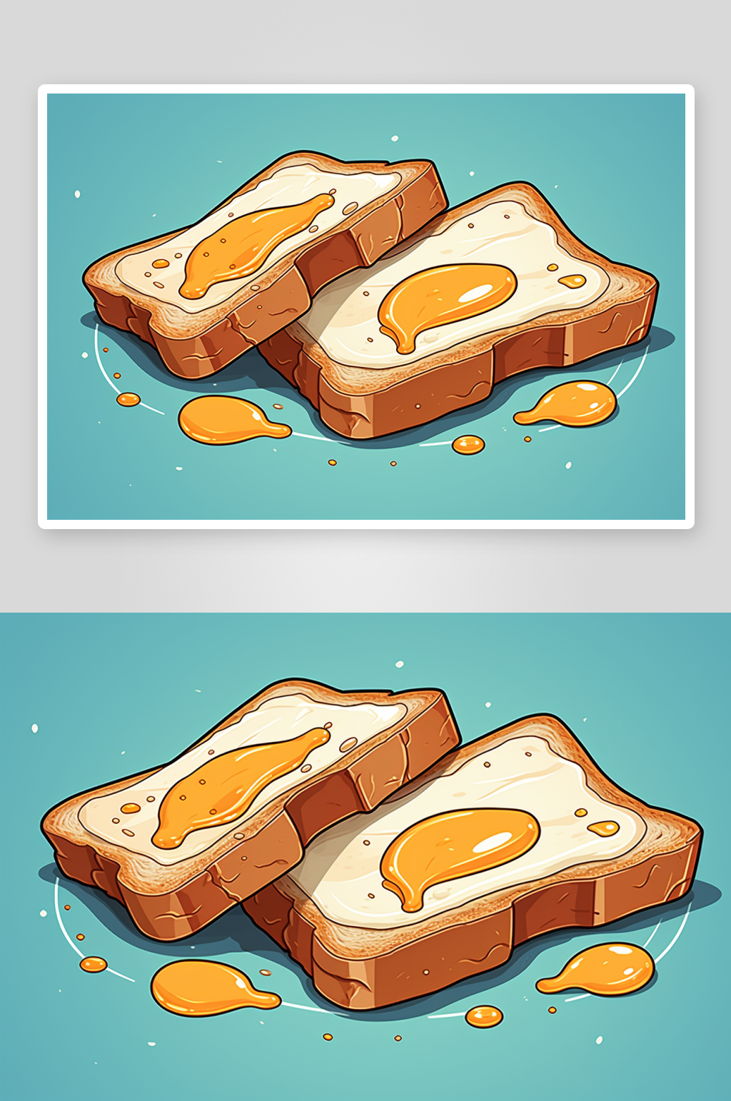 插画风吐司煎蛋美食素材