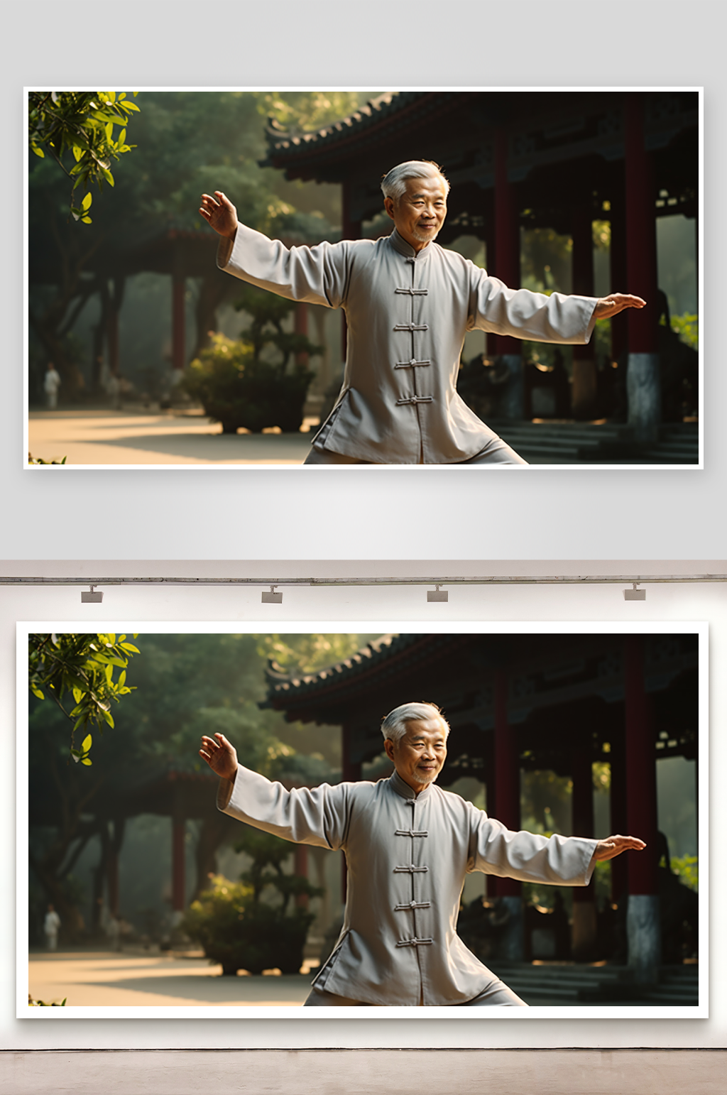 公园里锻炼身体的老人素材
