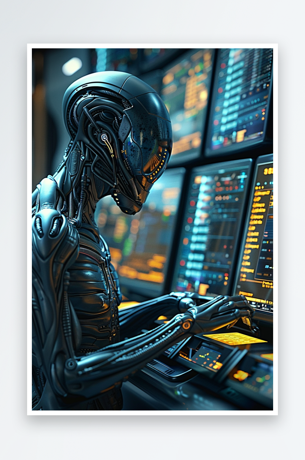 正在操作仪器的外星生物素材