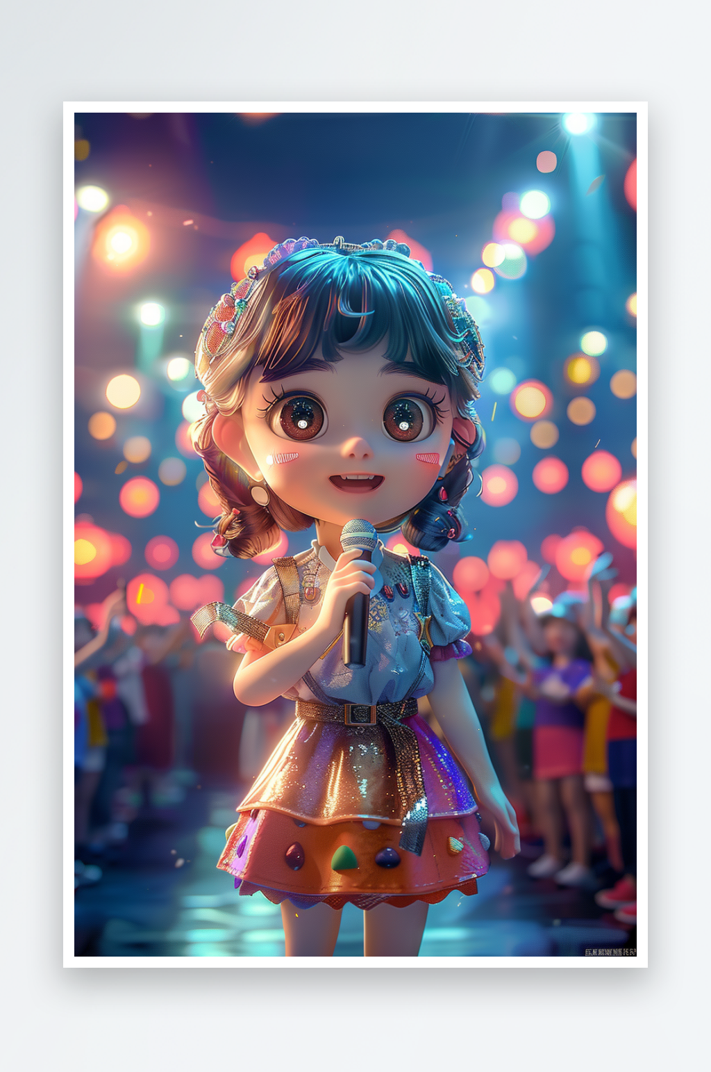 正在舞台上表演的小女孩素材