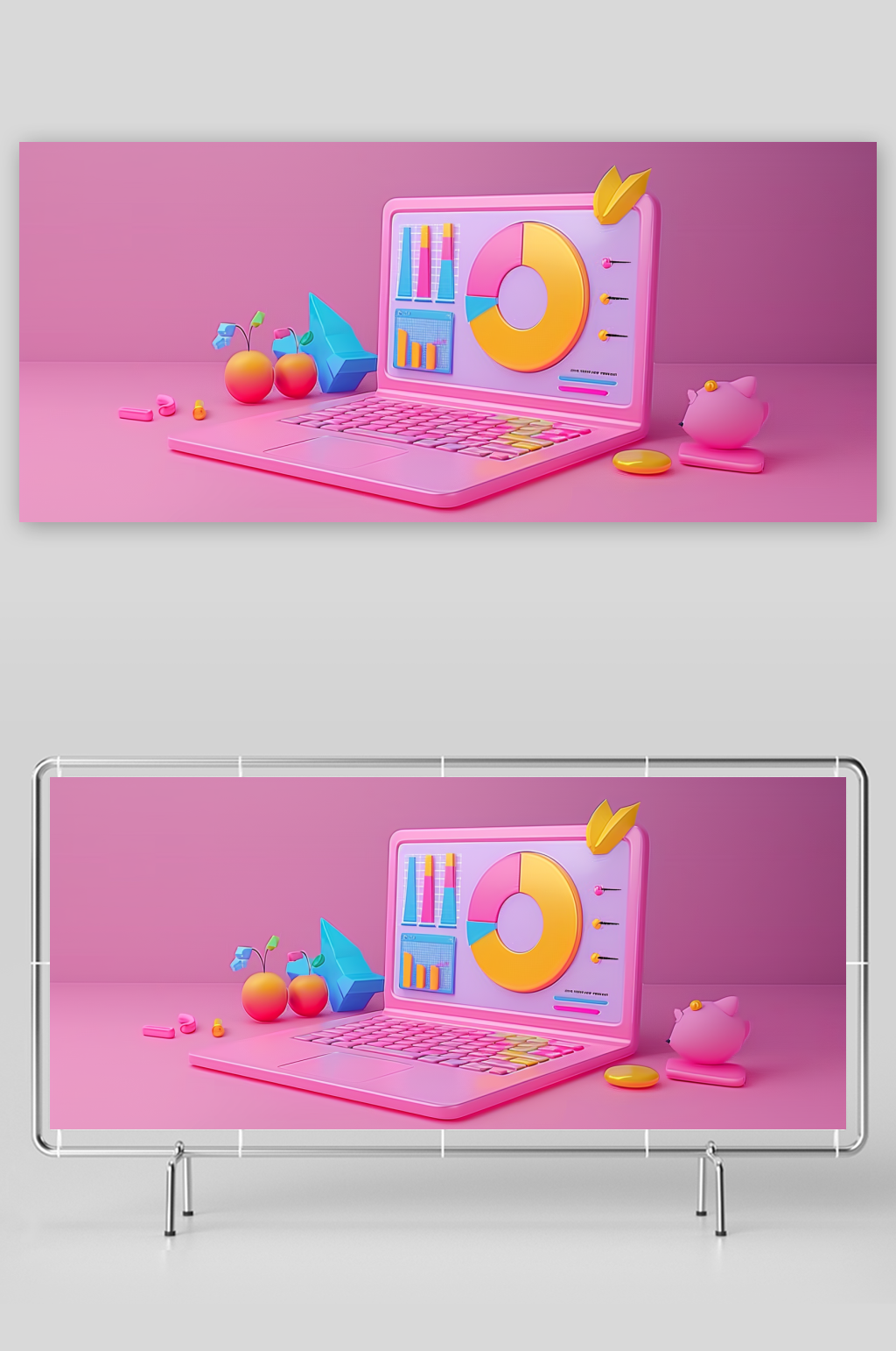 3D立体粉色商务数据背景素材