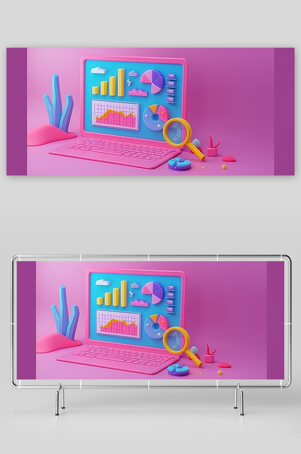 3D立体粉色商务数据背景素材