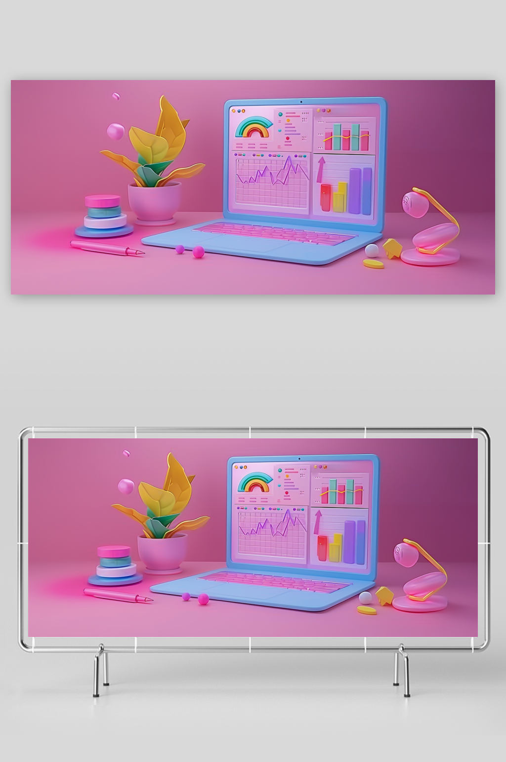 3D立体粉色商务数据背景素材