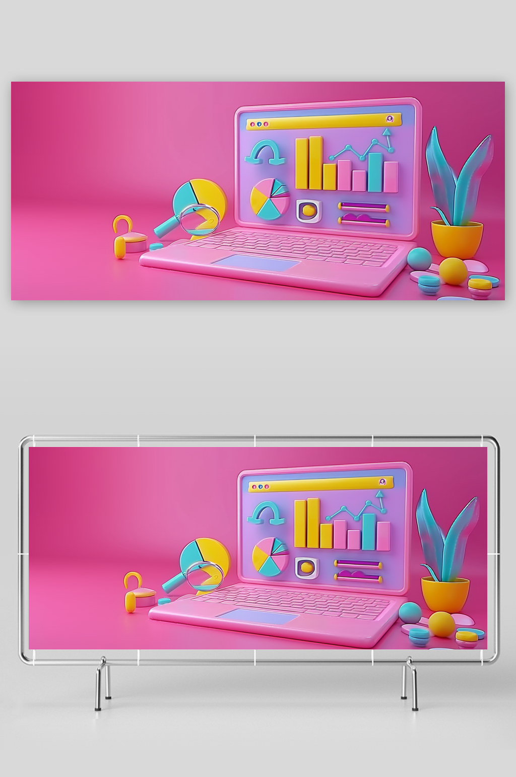 3D立体粉色商务数据背景素材