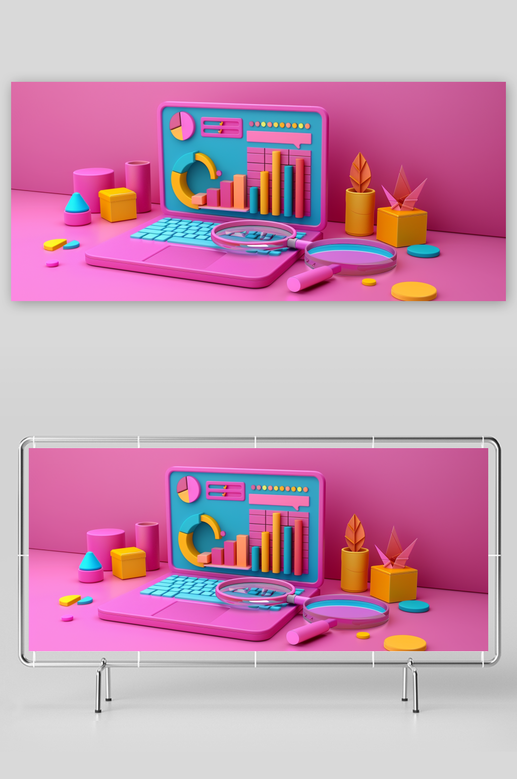 3D立体粉色商务数据背景素材