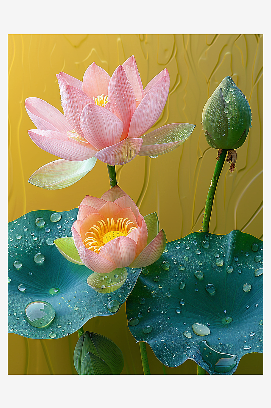 漂亮立体荷花背景