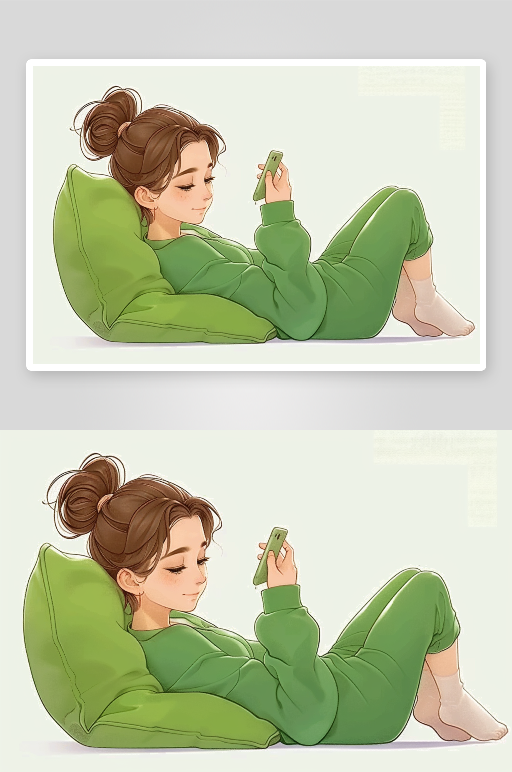 沙发上休息玩手机的美女素材