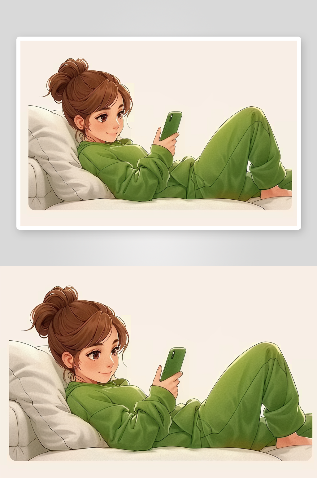 沙发上休息玩手机的美女素材