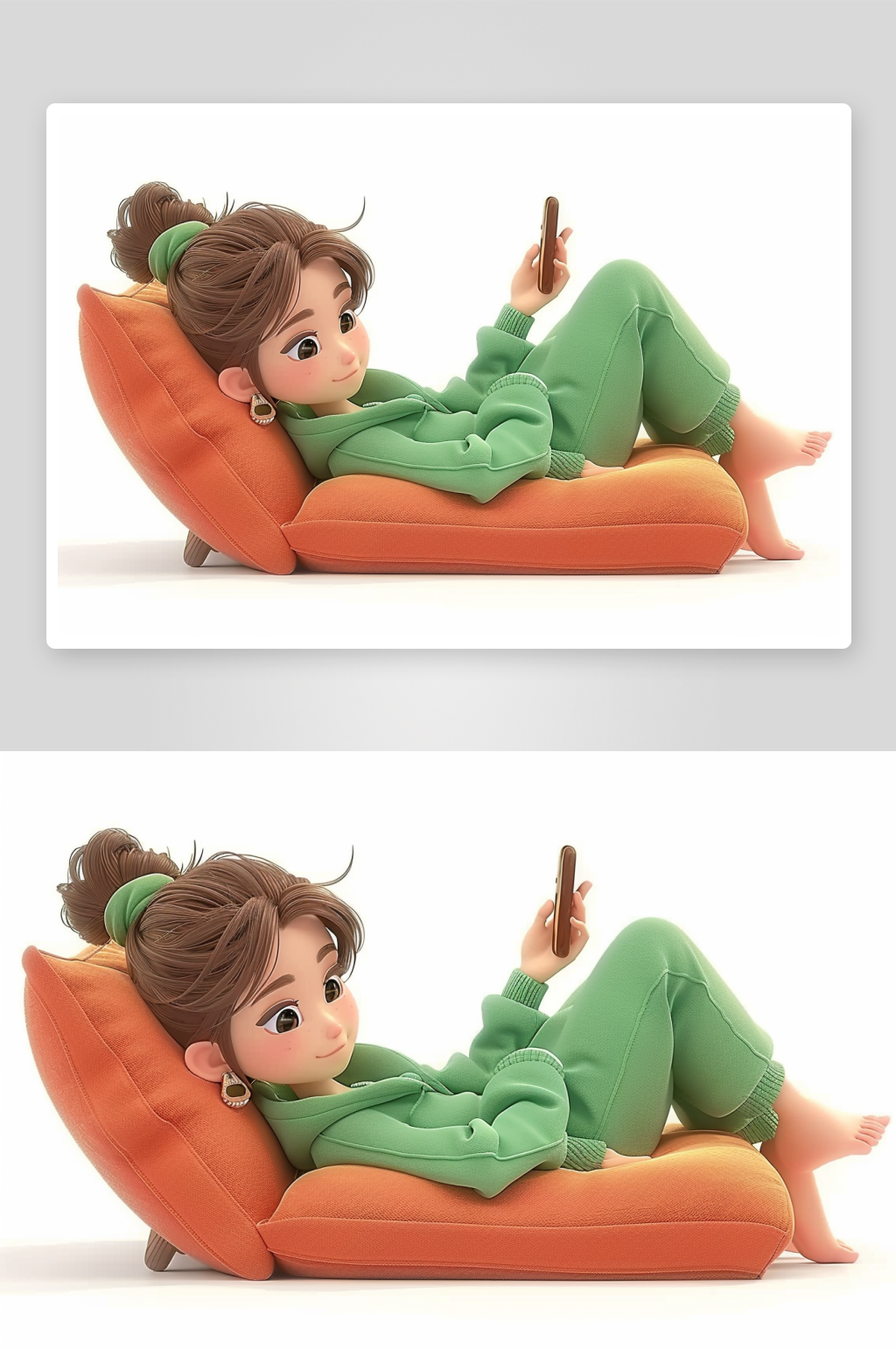 沙发上休息玩手机的美女素材