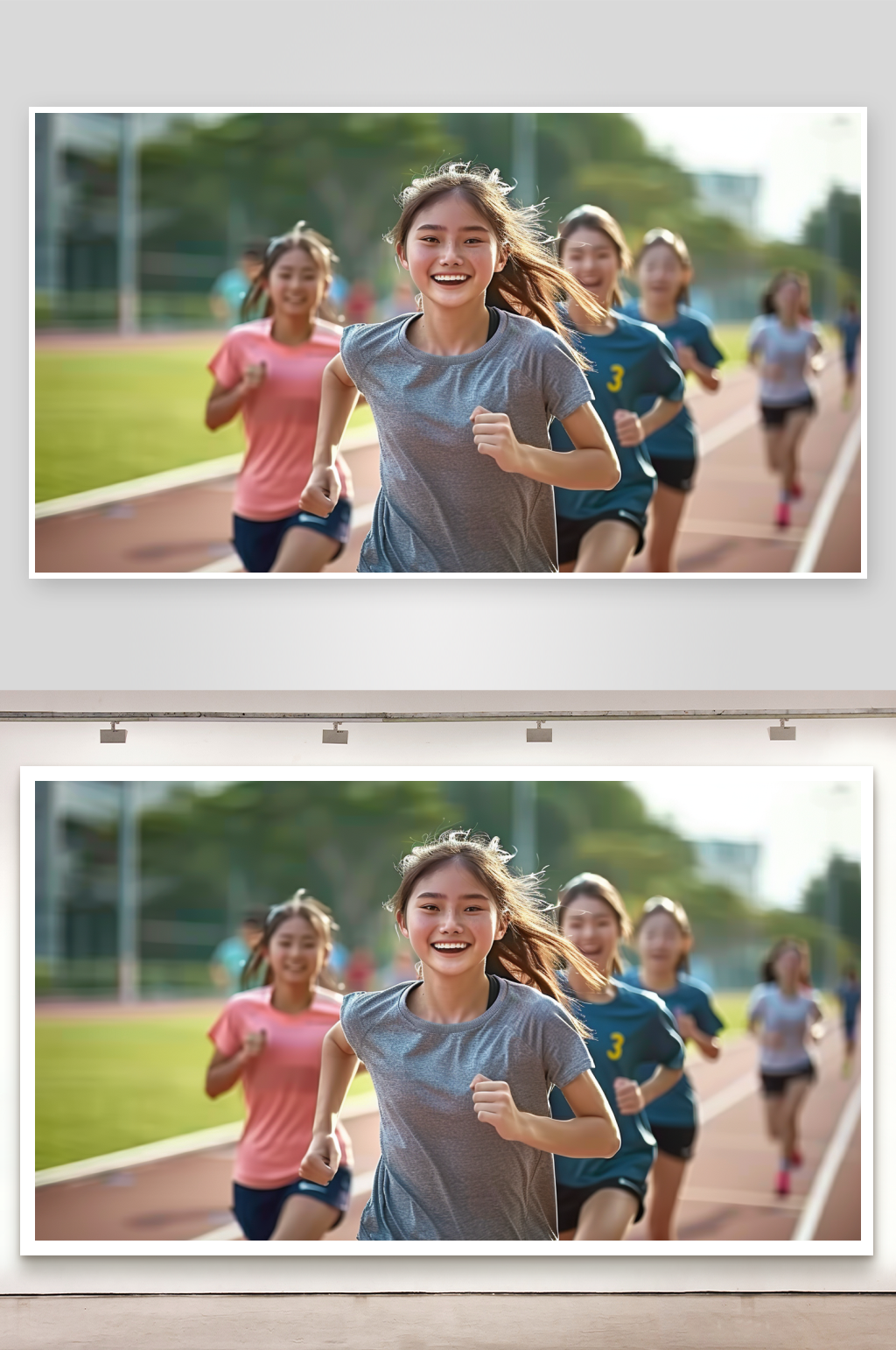 操场上奔跑的学生场景素材