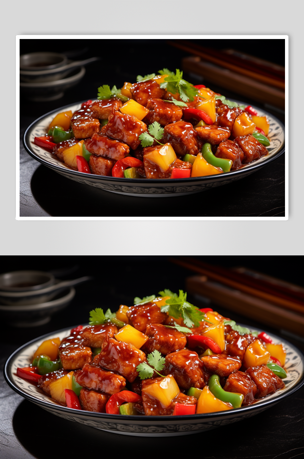 菠萝古老肉特写图片素材