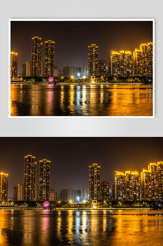 福建福州台江区江滨公园福州高楼夜景摄影图