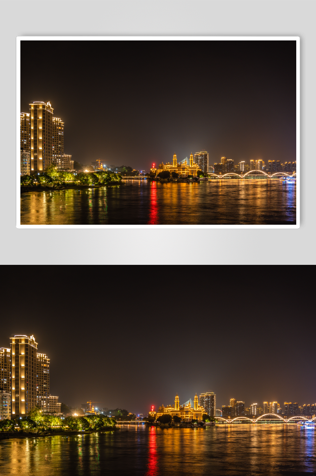 福建福州闽江夜景灯光摄影图素材