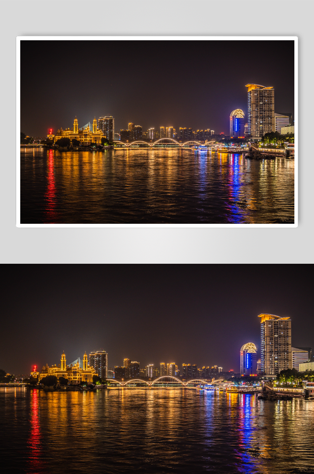 福建福州闽江中洲岛台江区城市夜景摄影图素材