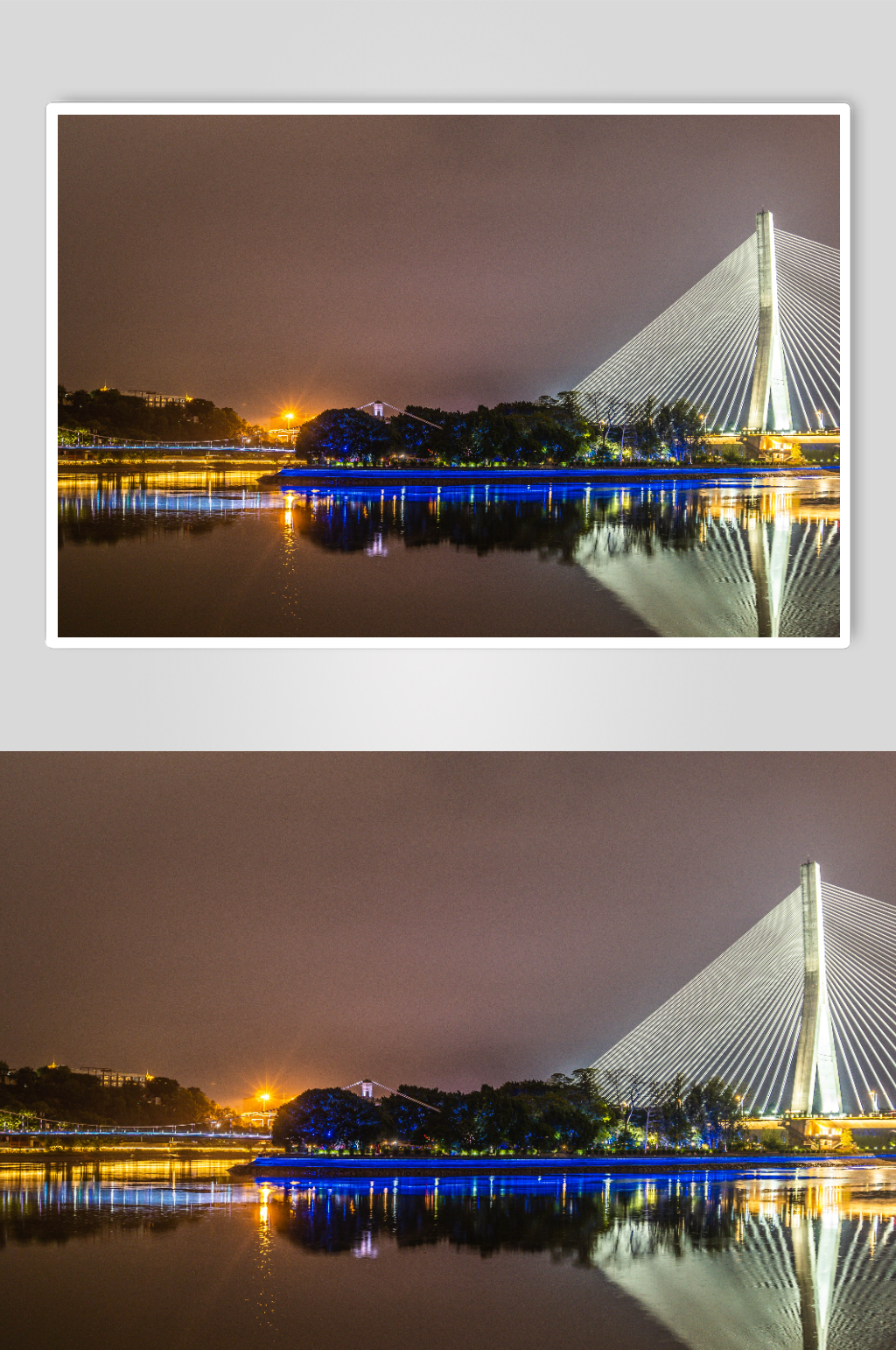福建福州闽江江心公园三县洲大桥夜景摄影图素材