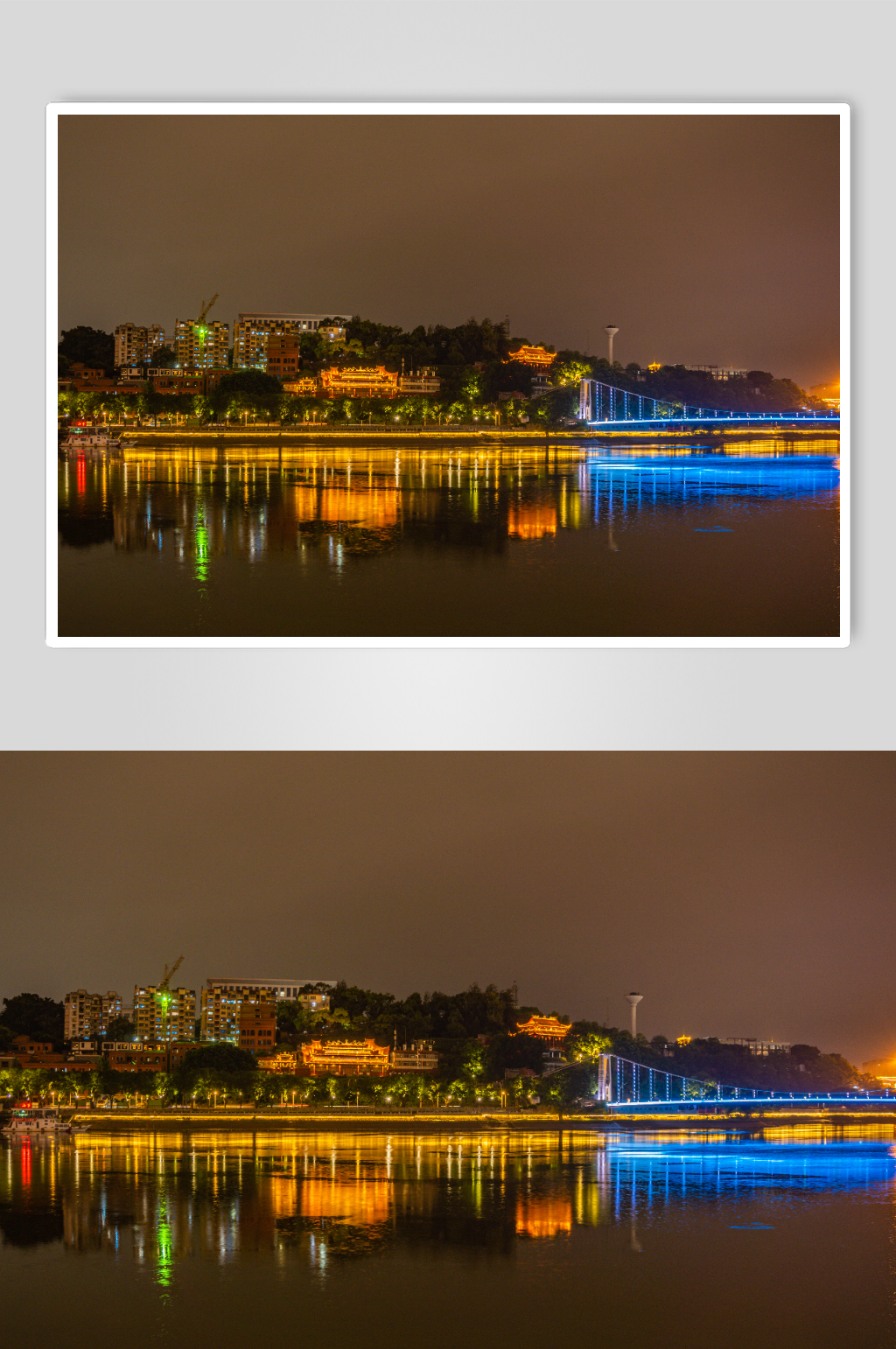 福建福州闽江万寿头陀寺夜景摄影图素材