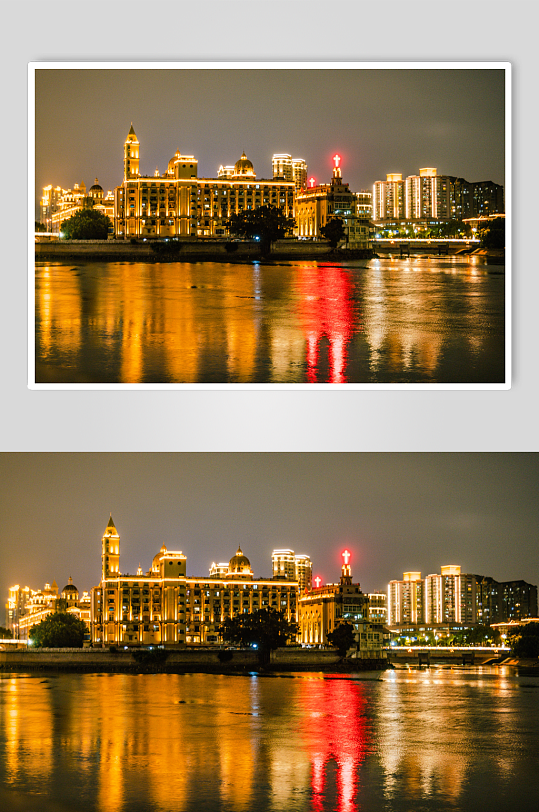 福建福州闽江中洲岛夜景摄影图-众图网