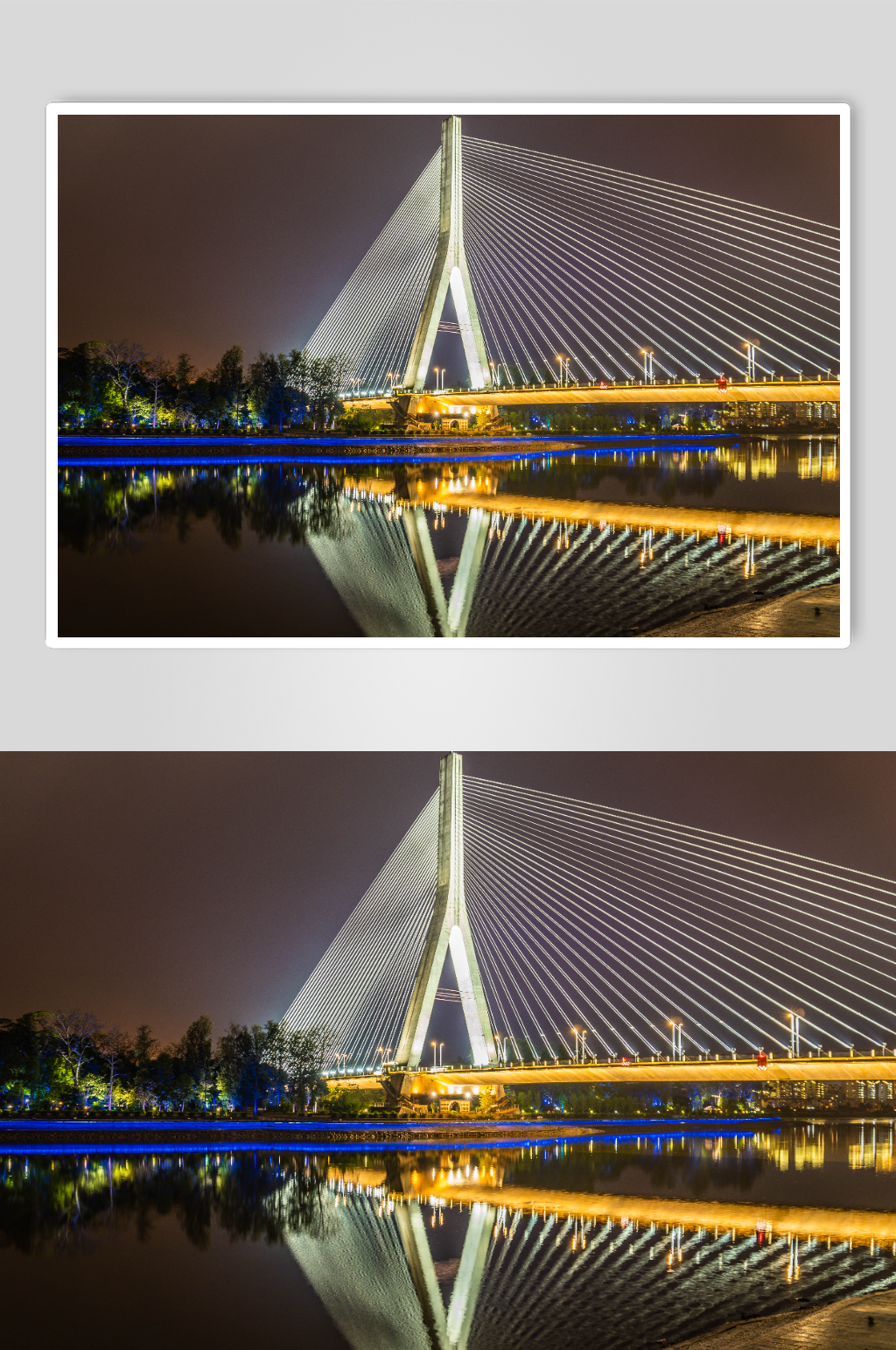福建福州闽江三县洲大桥夜景摄影图素材