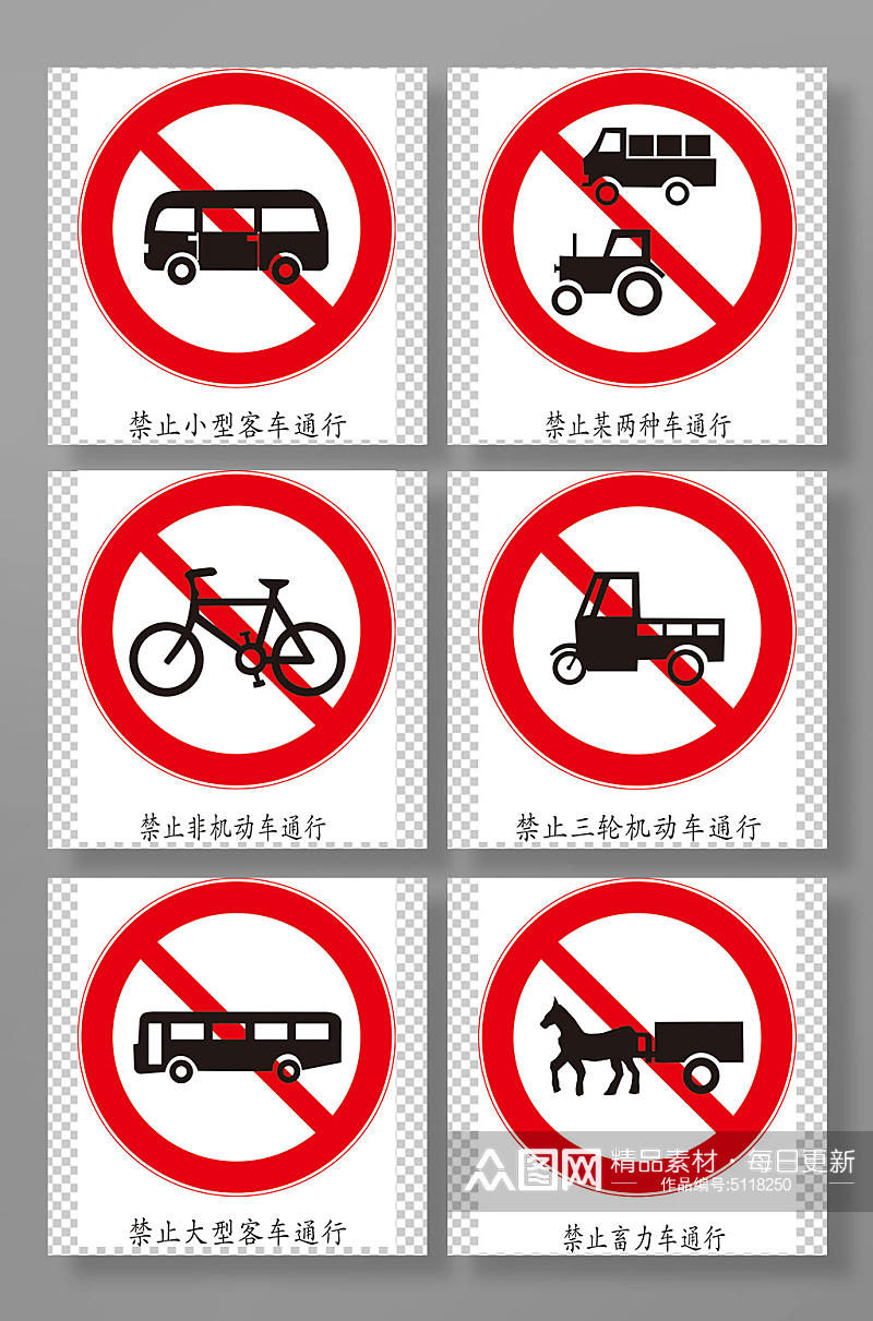 禁止车辆禁止标识牌素材