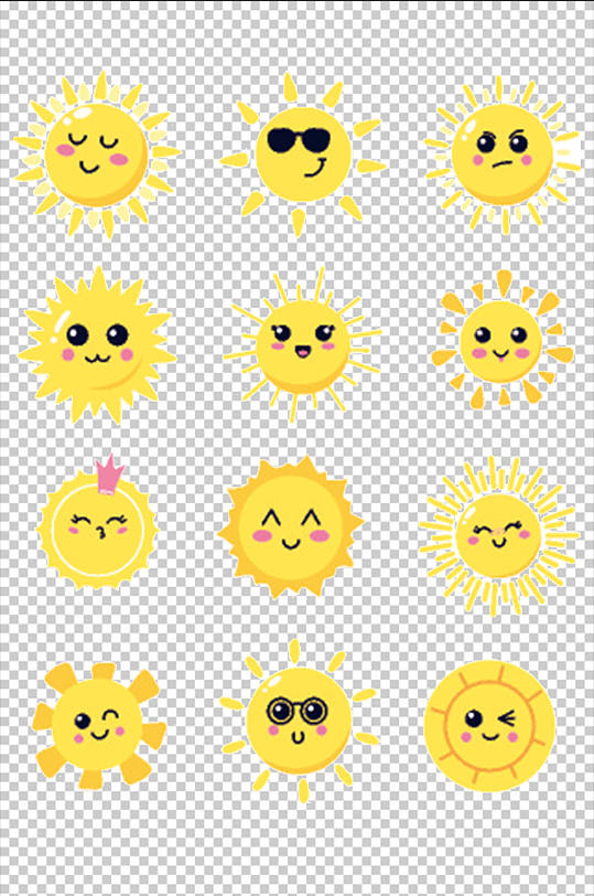 各种卡通太阳元素-众图网