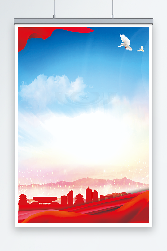 简约风红色党建背景-众图网