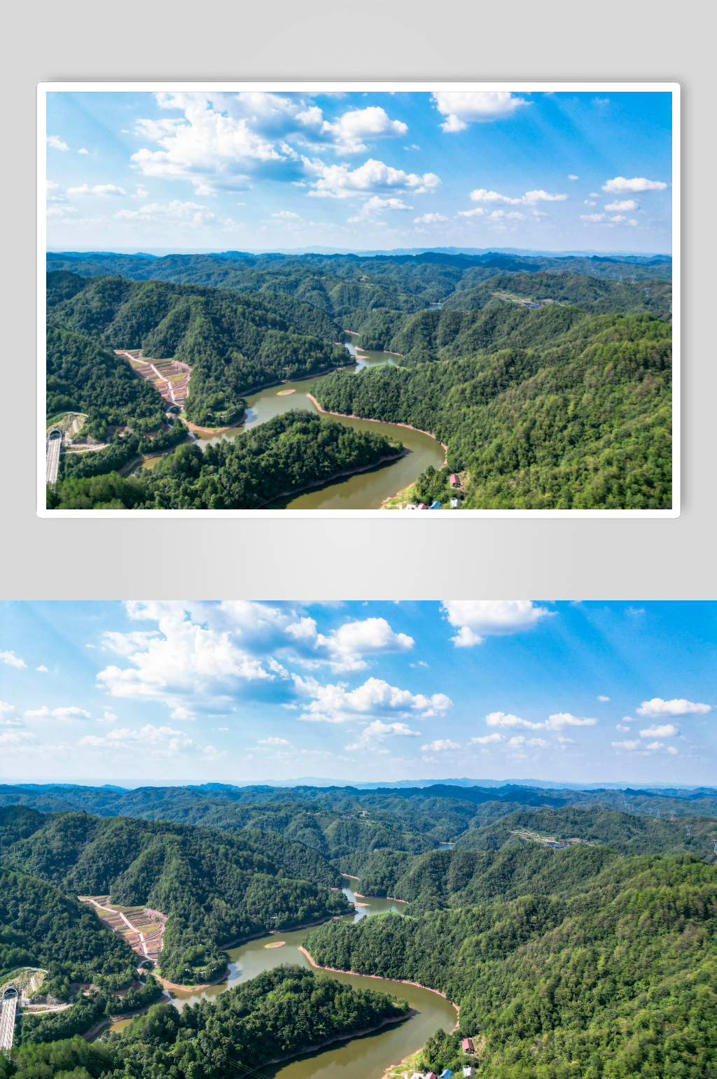 祖国大好河山自然风光蓝天白云山川森林航拍素材
