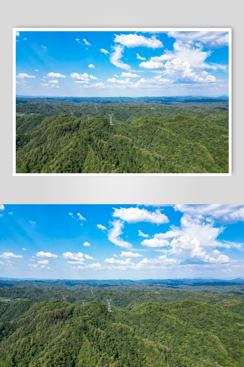 自然风光蓝天白云山川森林航拍素材