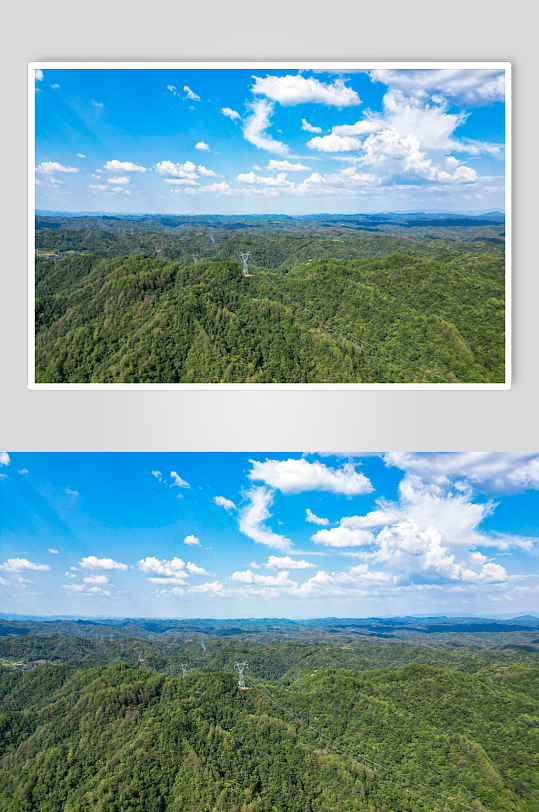 自然风光蓝天白云山川森林航拍