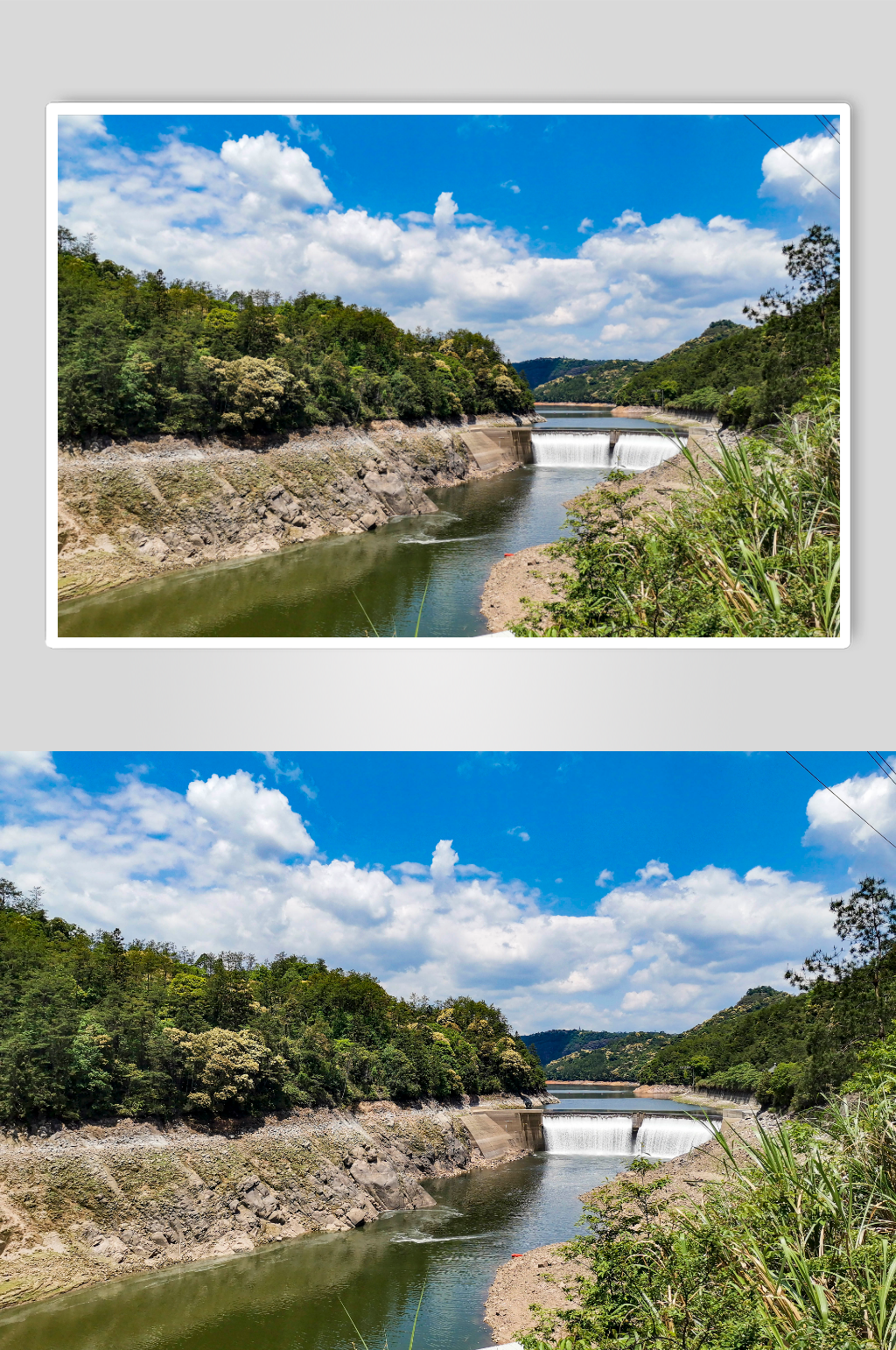 大自然山川河流瀑布流水蓝天白云素材