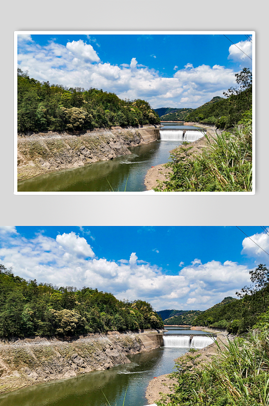 大自然山川河流瀑布流水蓝天白云