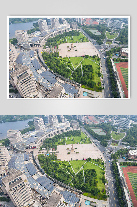 湖南株洲城市中心广场航拍