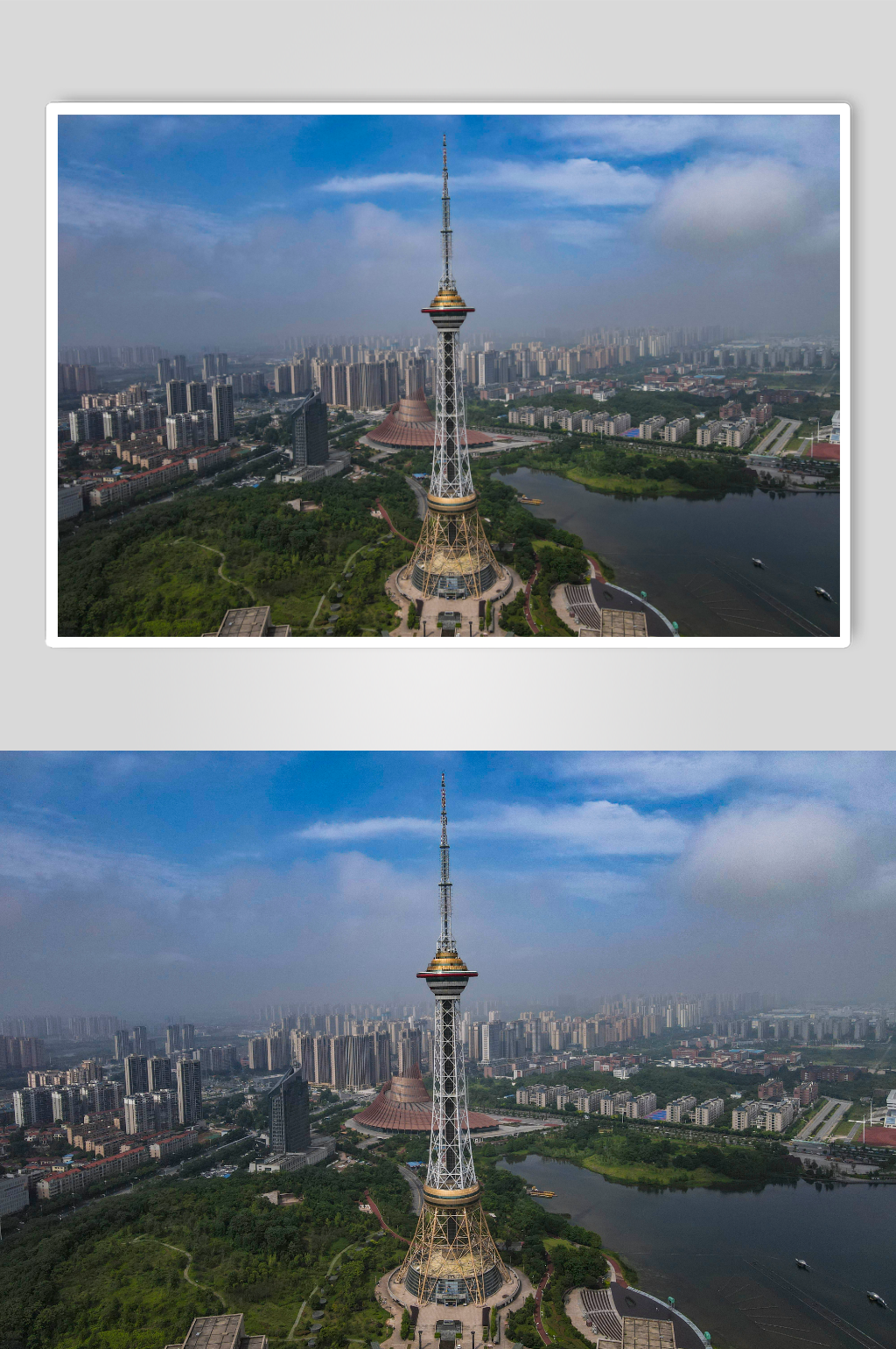 湖南株洲电视塔地标建筑航拍素材
